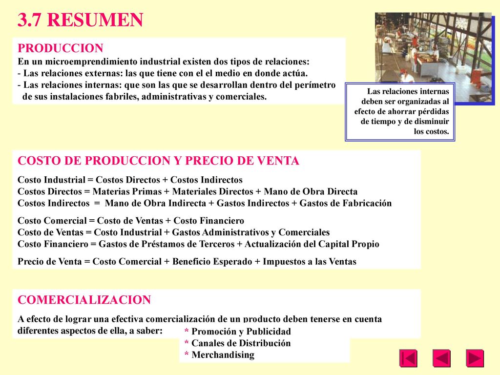 3.7 RESUMEN PRODUCCION COSTO DE PRODUCCION Y PRECIO DE VENTA