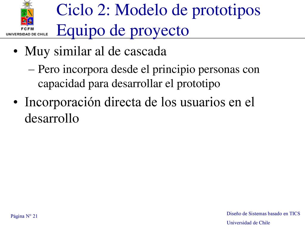 Ciclo 2: Modelo de prototipos Equipo de proyecto