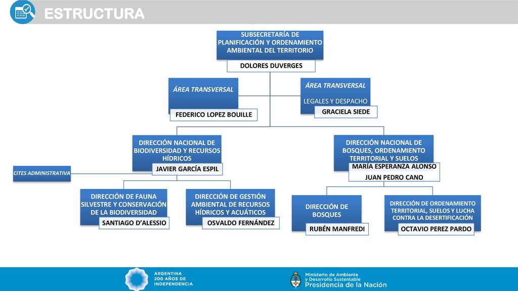 ESTRUCTURA SUBSECRETARÍA DE PLANIFICACIÓN Y ORDENAMIENTO AMBIENTAL DEL TERRITORIO. DOLORES DUVERGES.