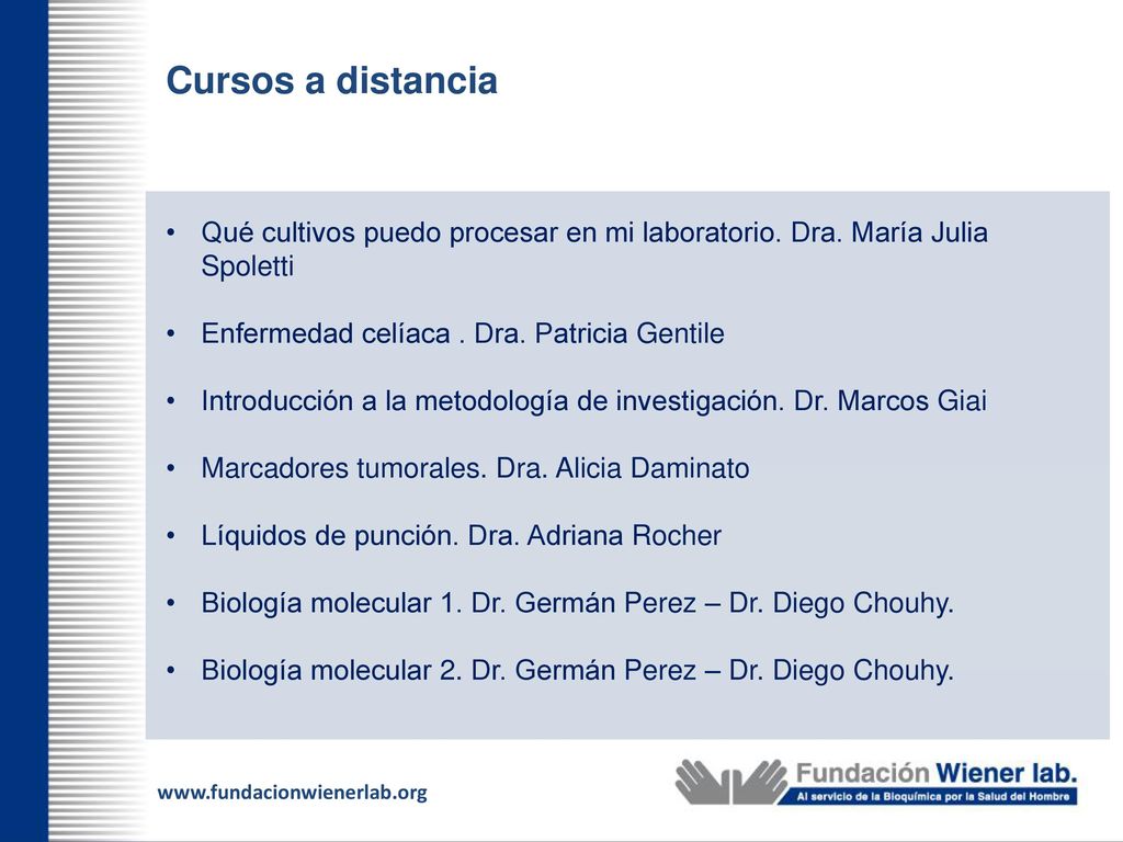 Cursos a distancia Qué cultivos puedo procesar en mi laboratorio. Dra. María Julia Spoletti. Enfermedad celíaca . Dra. Patricia Gentile.