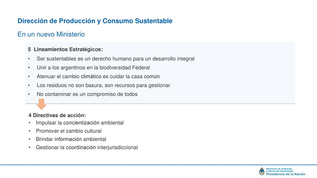 Dirección de Producción y Consumo Sustentable En un nuevo Ministerio