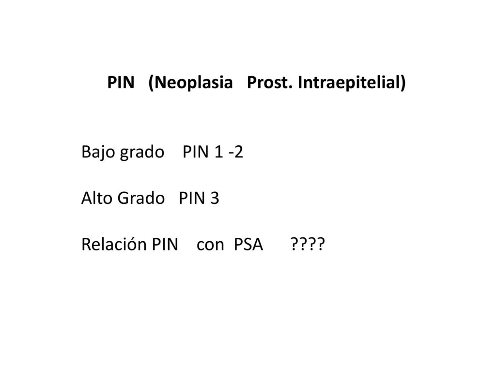 Bajo grado PIN 1 -2 Alto Grado PIN 3 Relación PIN con PSA