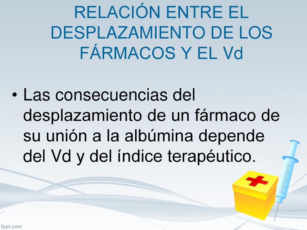 RELACIÓN ENTRE EL DESPLAZAMIENTO DE LOS FÁRMACOS Y EL Vd