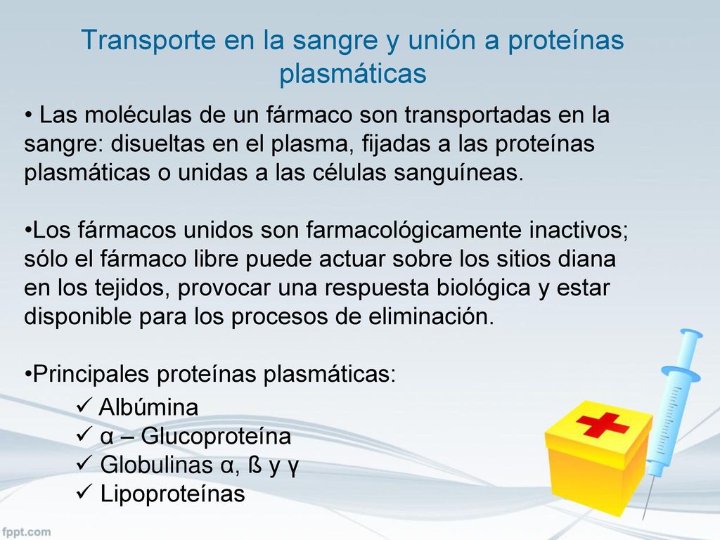 Transporte en la sangre y unión a proteínas plasmáticas