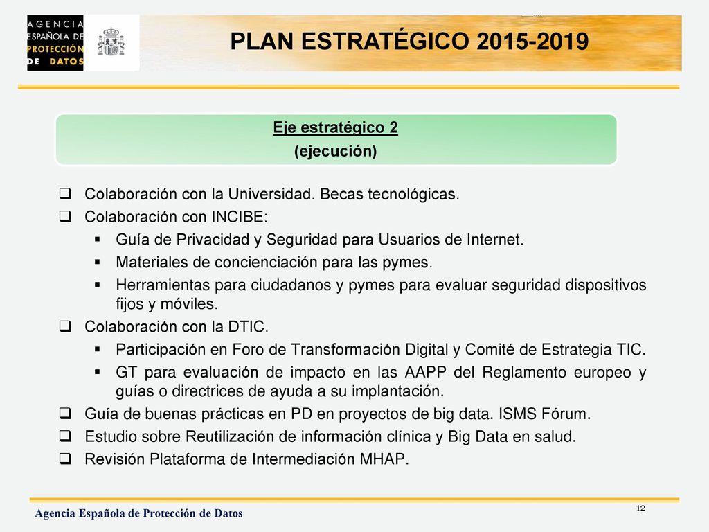 Eje estratégico 2 (ejecución) Colaboración con la Universidad. Becas tecnológicas. Colaboración con INCIBE: