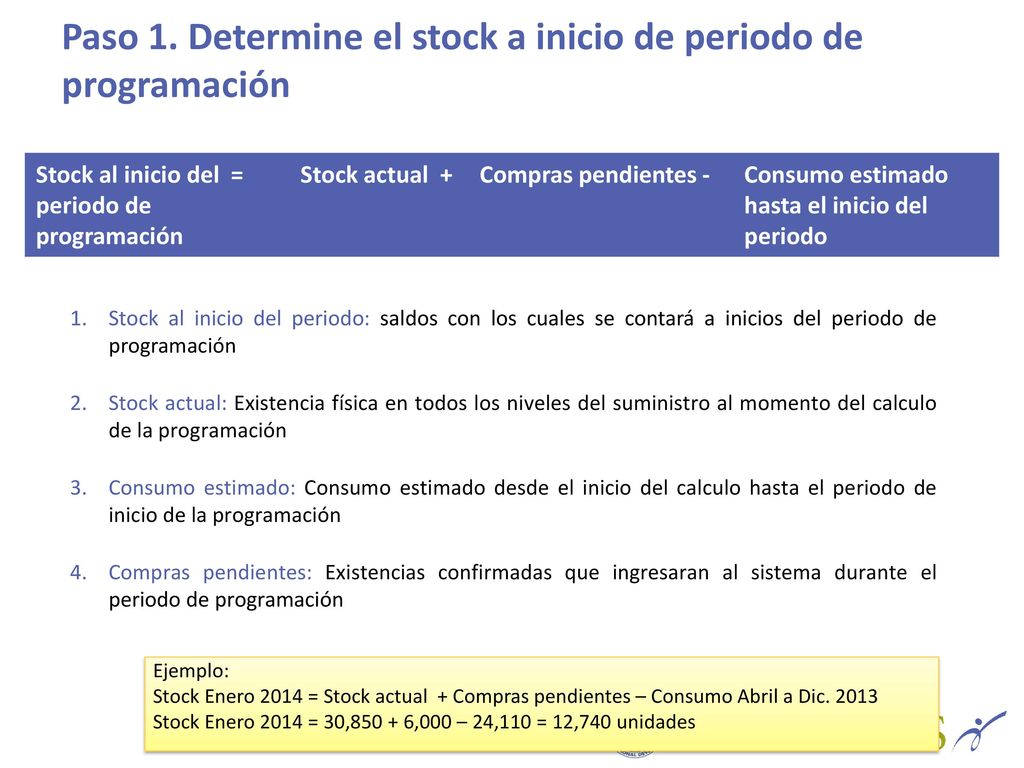 Paso 1. Determine el stock a inicio de periodo de programación