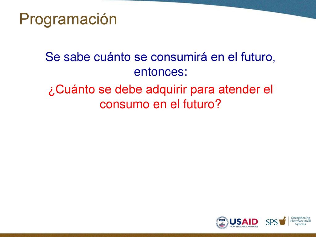 Programación Se sabe cuánto se consumirá en el futuro, entonces: