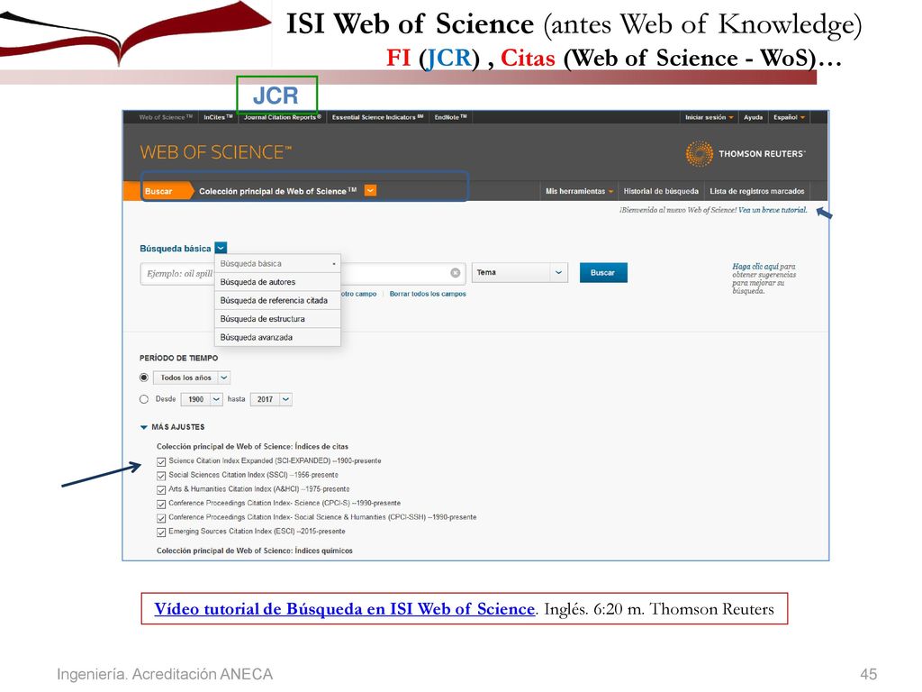 ISI WEB OF SCIENCE (WoS) / InCites JOURNAL CITATION REPORTS (JCR)…