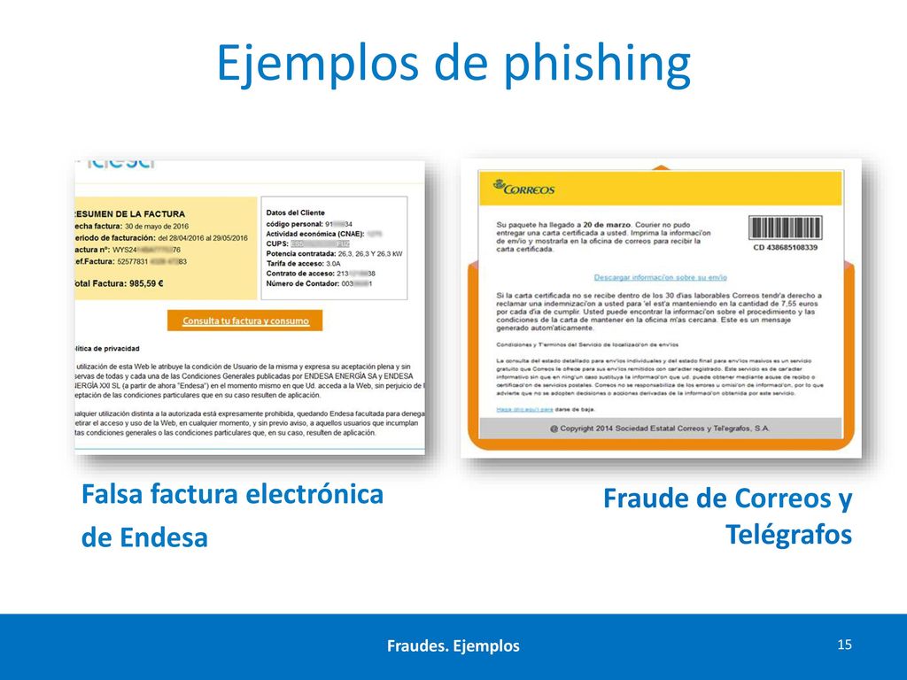 Ejemplos de phishing Fraude de Correos y Telégrafos