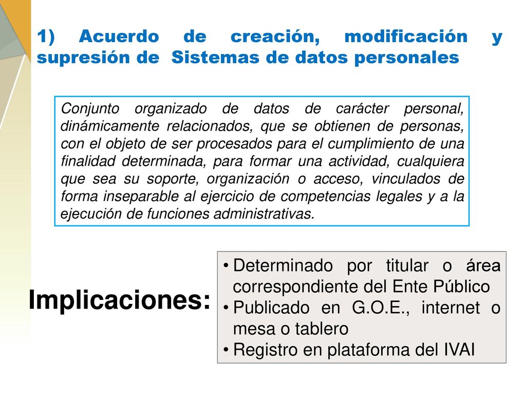1) Acuerdo de creación, modificación y supresión de Sistemas de datos personales