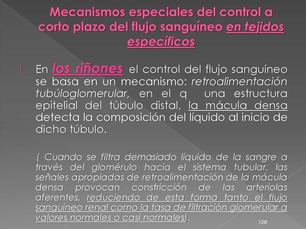 Mecanismos especiales del control a corto plazo del flujo sanguíneo en tejidos específicos