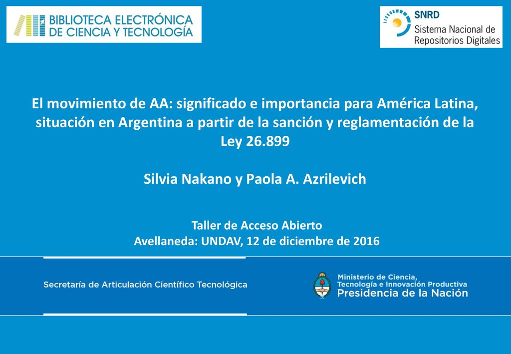 Taller de Acceso Abierto Avellaneda: UNDAV, 12 de diciembre de 2016