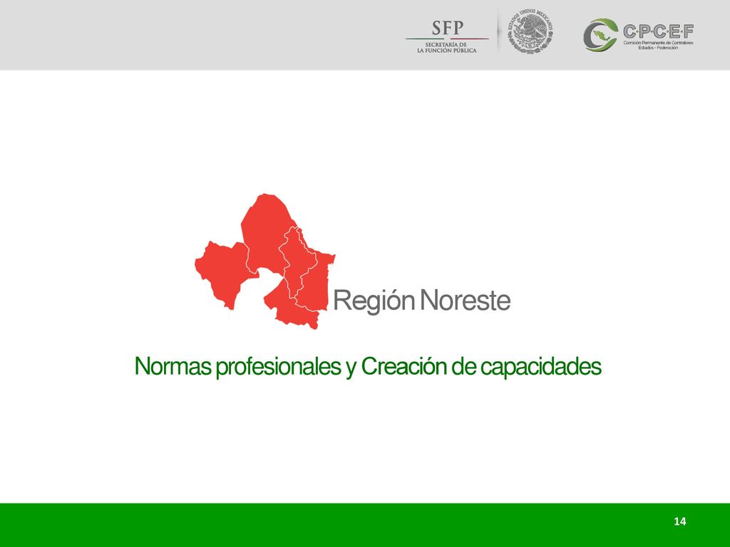 Región Noreste Normas profesionales y Creación de capacidades 14