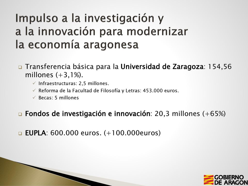 Impulso a la investigación y a la innovación para modernizar la economía aragonesa