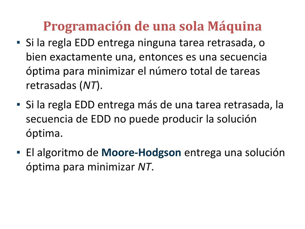 Minimización del número total de tareas retrasadas (Algoritmo de Moore-Hodgson)