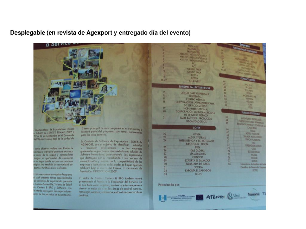 Desplegable (en revista de Agexport y entregado día del evento)
