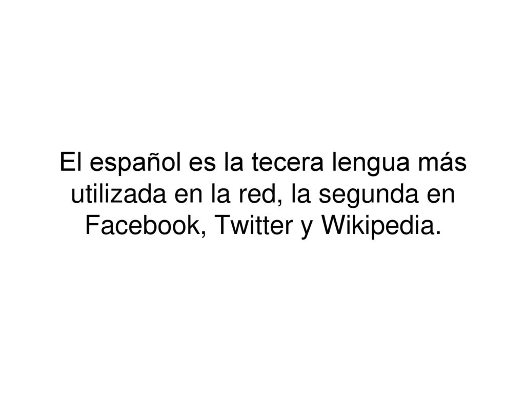 El español es la tecera lengua más utilizada en la red, la segunda en Facebook, Twitter y Wikipedia.
