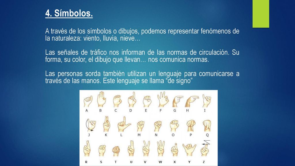 4. Símbolos. A través de los símbolos o dibujos, podemos representar fenómenos de la naturaleza: viento, lluvia, nieve…