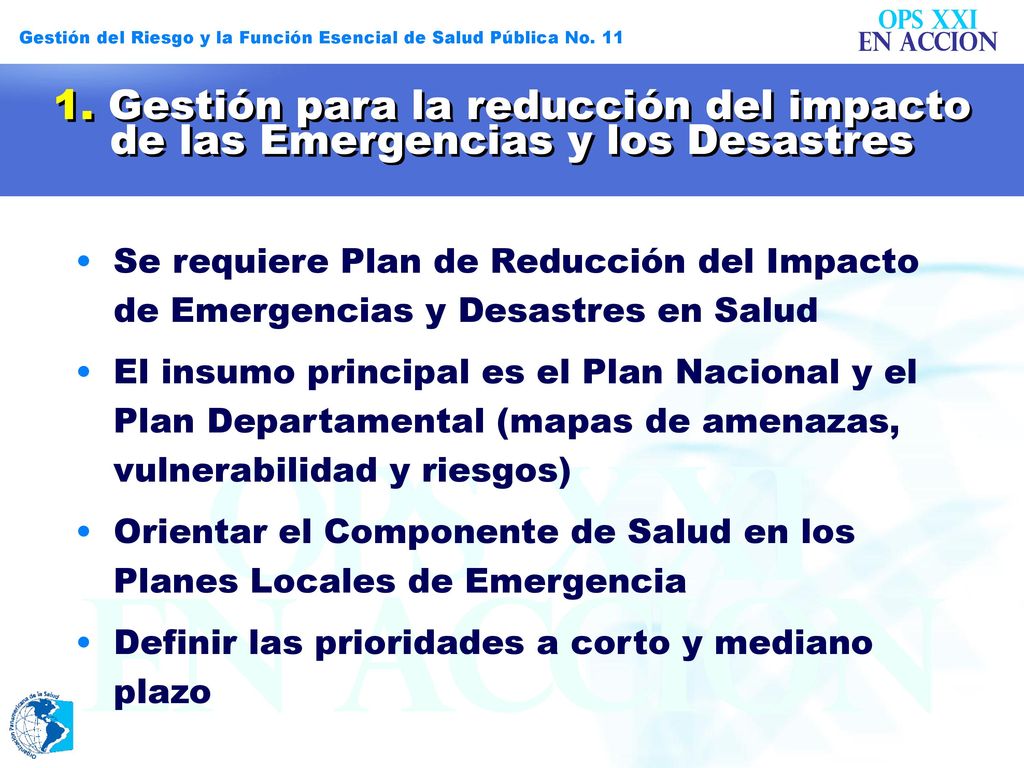Gestión del Riesgo y la Función Esencial de Salud Pública No. 11