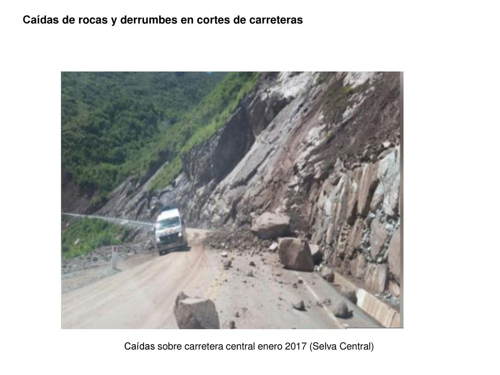 Caídas de rocas y derrumbes en cortes de carreteras