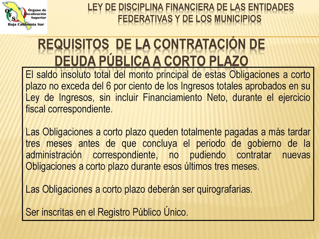 Requisitos de la Contratación de deuda pública a corto plazo