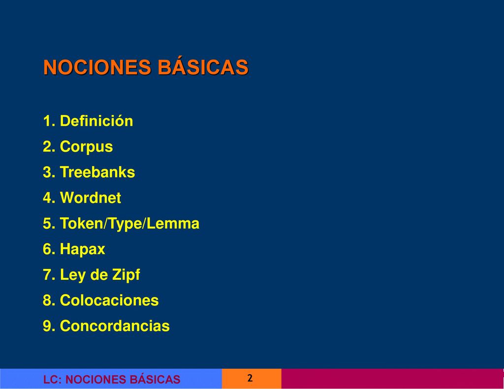 NOCIONES BÁSICAS 1. Definición 2. Corpus 3. Treebanks 4. Wordnet