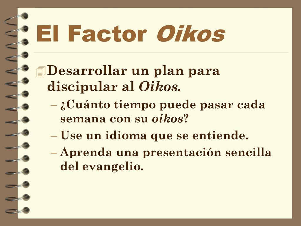 El Factor Oikos Confecionar una corta biografía.