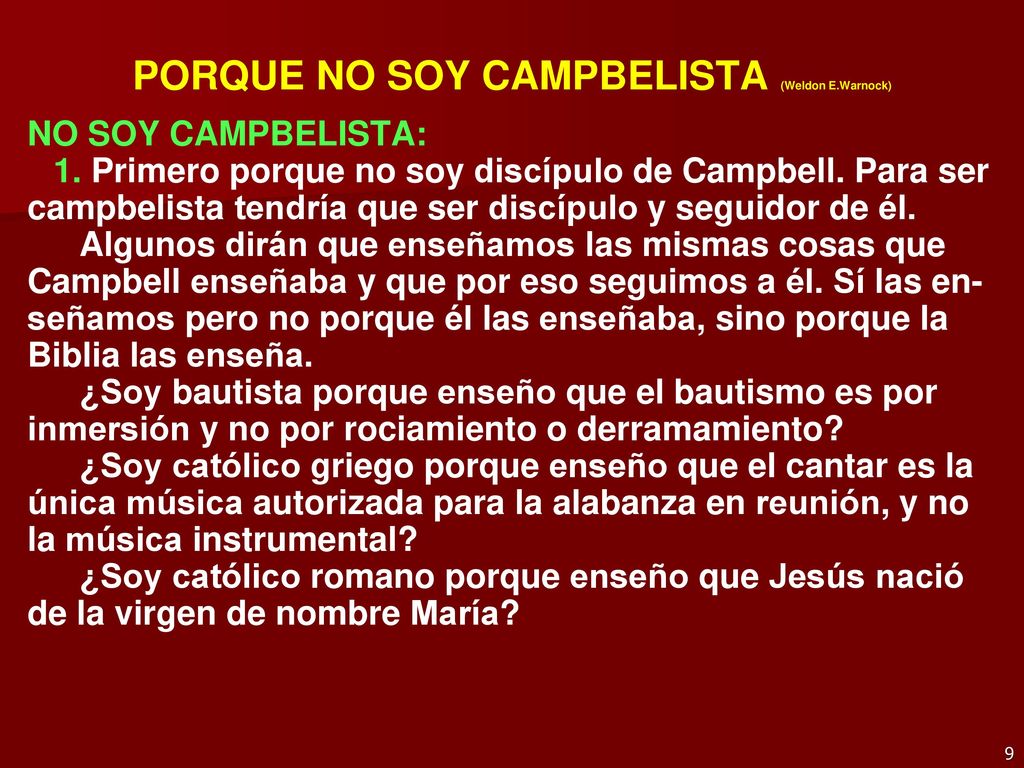 PORQUE NO SOY CAMPBELISTA (Weldon E.Warnock)