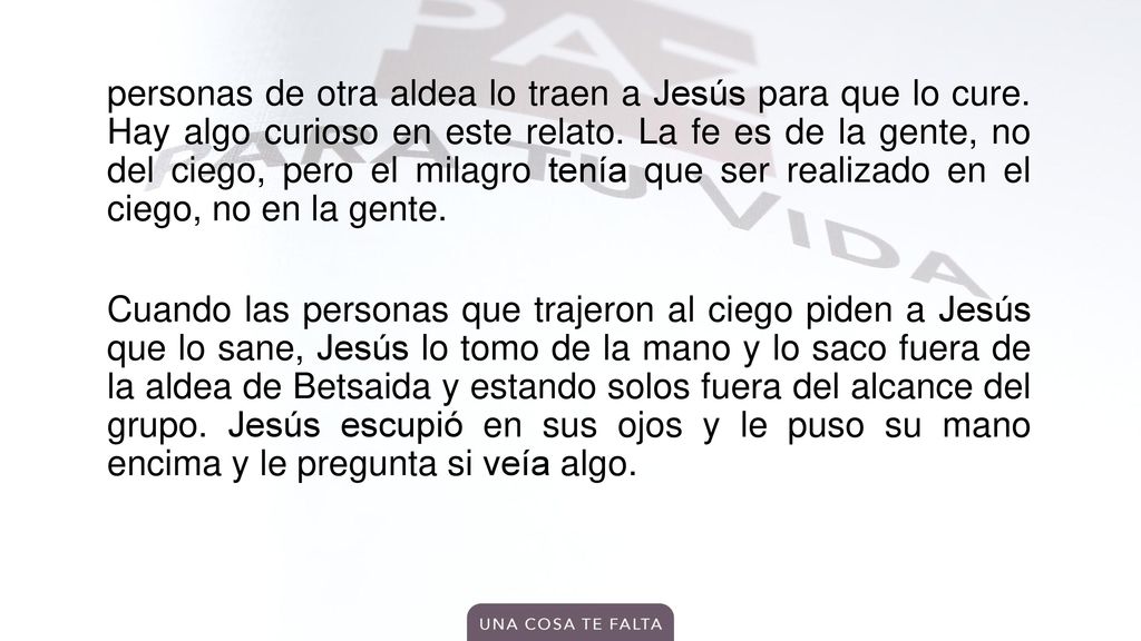 personas de otra aldea lo traen a Jesús para que lo cure