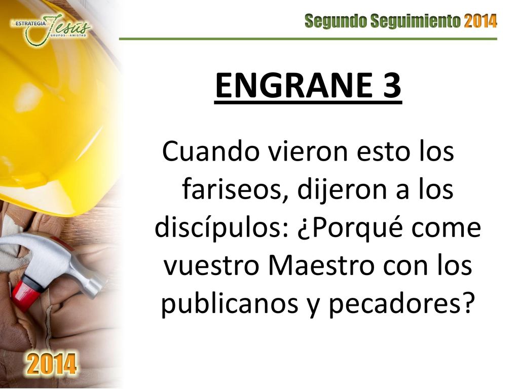 ENGRANE 3 Cuando vieron esto los fariseos, dijeron a los discípulos: ¿Porqué come vuestro Maestro con los publicanos y pecadores