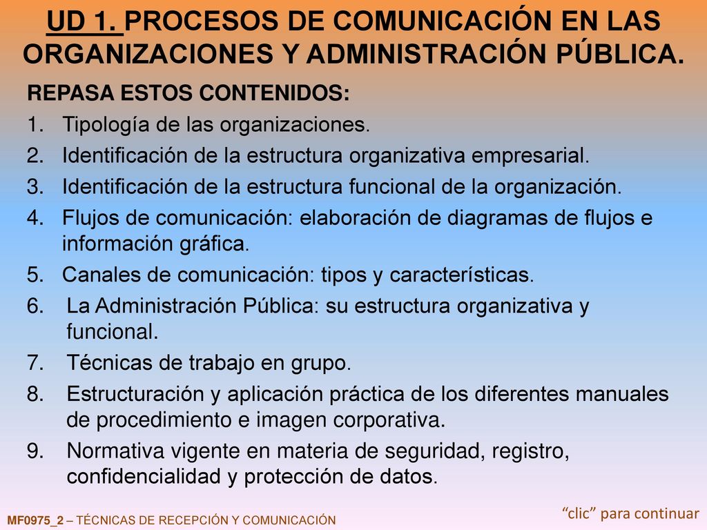 UD 1. PROCESOS DE COMUNICACIÓN EN LAS ORGANIZACIONES Y ADMINISTRACIÓN PÚBLICA.