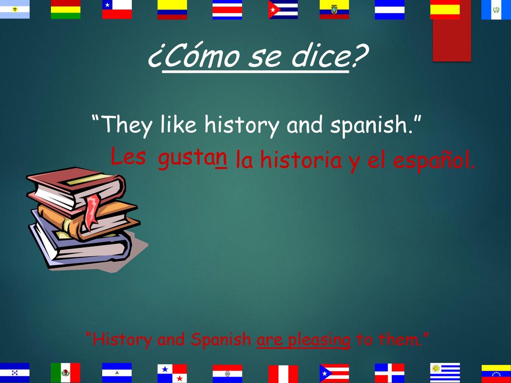 ¿Cómo se dice They like history and spanish. Les gustan