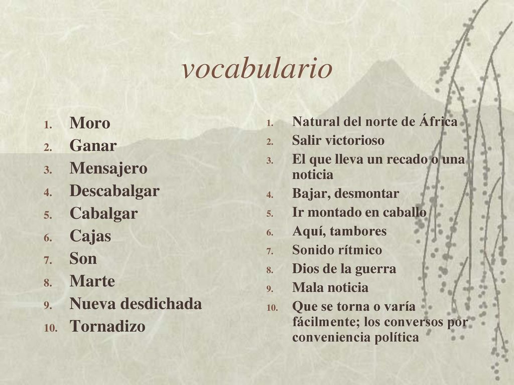 vocabulario Moro Ganar Mensajero Descabalgar Cabalgar Cajas Son Marte