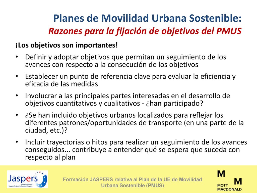 Planes de Movilidad Urbana Sostenible: Razones para la fijación de objetivos del PMUS