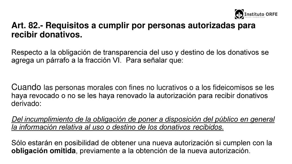 Art Requisitos a cumplir por personas autorizadas para recibir donativos.