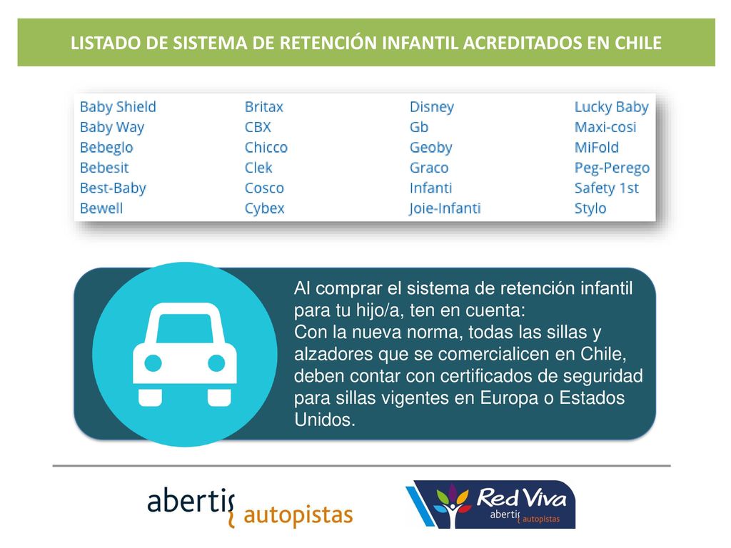 LISTADO DE SISTEMA DE RETENCIÓN INFANTIL ACREDITADOS EN CHILE