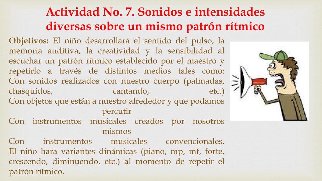 Actividad No. 7. Sonidos e intensidades diversas sobre un mismo patrón rítmico