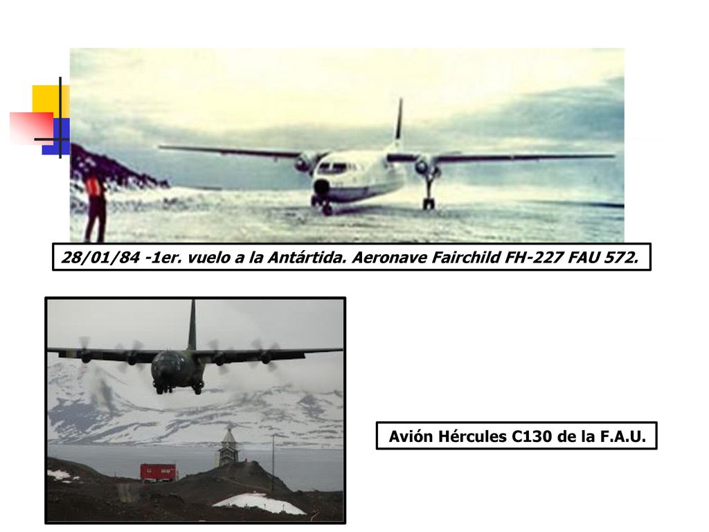 28/01/84 -1er. vuelo a la Antártida. Aeronave Fairchild FH-227 FAU 572.