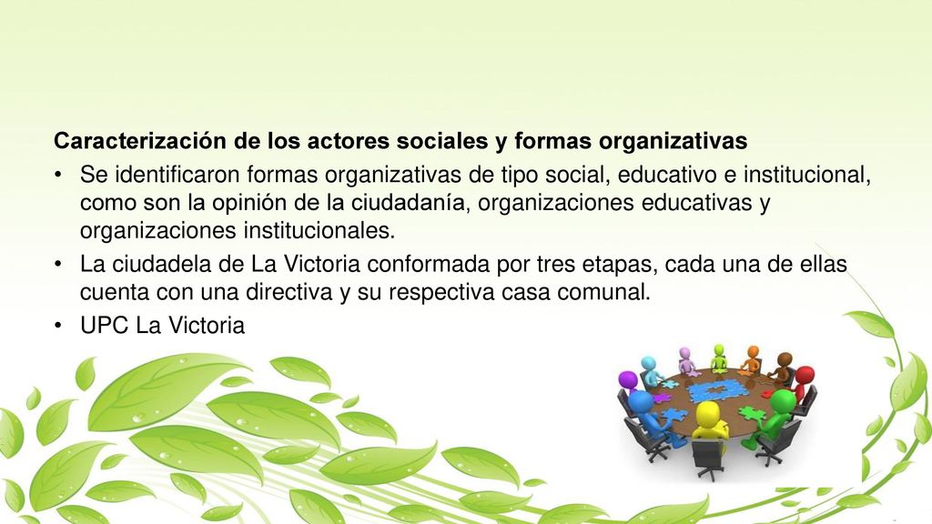 Caracterización de los actores sociales y formas organizativas
