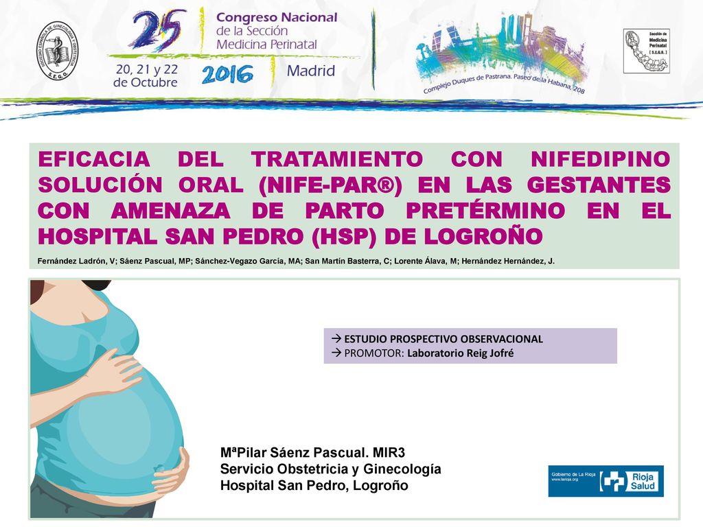 EFICACIA DEL TRATAMIENTO CON NIFEDIPINO SOLUCIÓN ORAL (NIFE-PAR®) EN LAS GESTANTES CON AMENAZA DE PARTO PRETÉRMINO EN EL HOSPITAL SAN PEDRO (HSP) DE LOGROÑO
