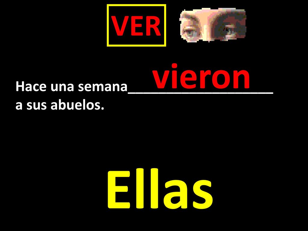 VER vieron Hace una semana___________________ a sus abuelos. Ellas