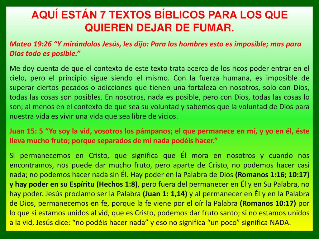AQUÍ ESTÁN 7 TEXTOS BÍBLICOS PARA LOS QUE QUIEREN DEJAR DE FUMAR.