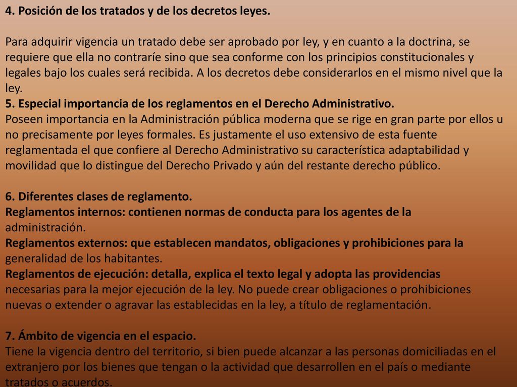 4. Posición de los tratados y de los decretos leyes.