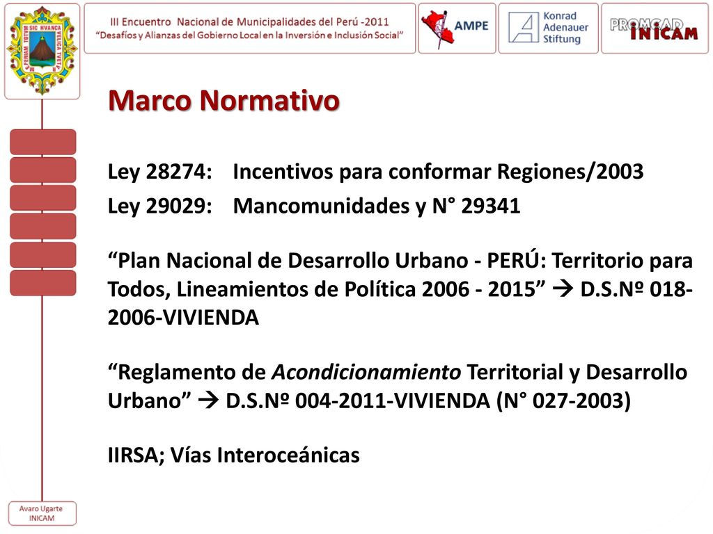 Marco Normativo Ley 28274: Incentivos para conformar Regiones/2003