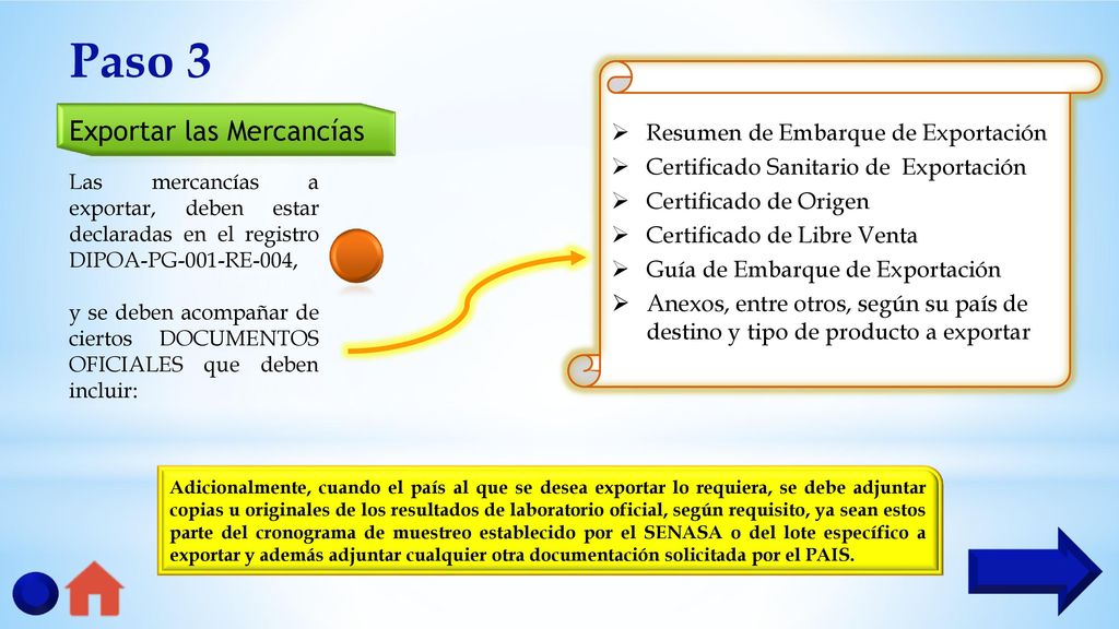 Paso 3 Exportar las Mercancías Resumen de Embarque de Exportación