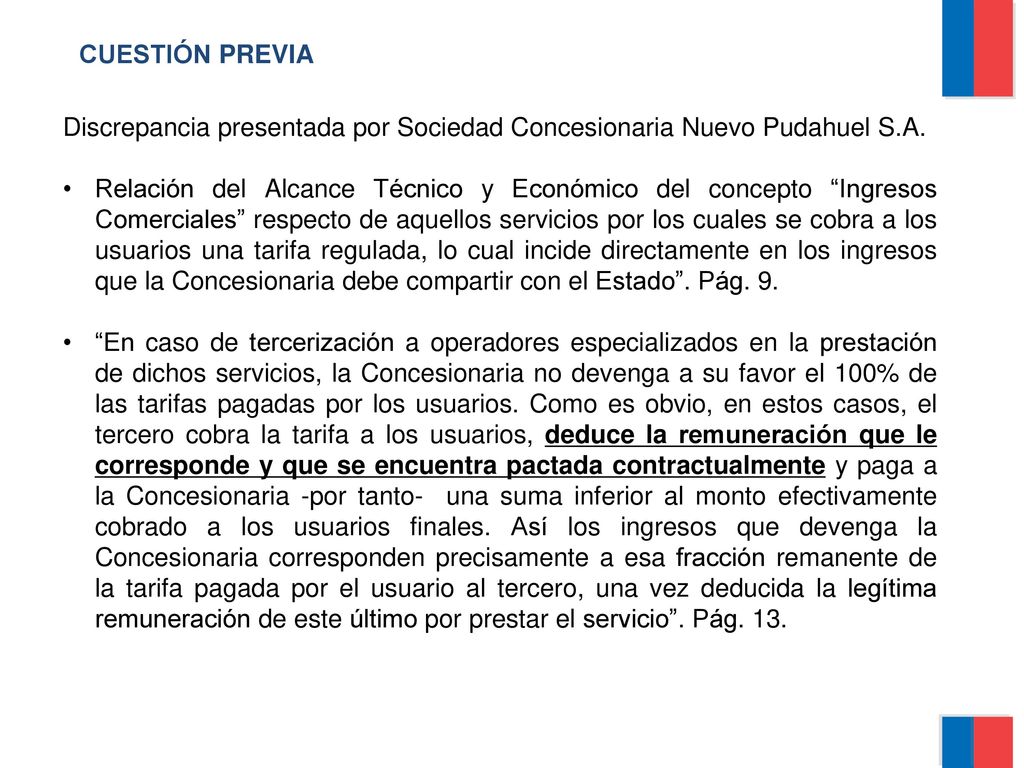 CUESTIÓN PREVIA Discrepancia presentada por Sociedad Concesionaria Nuevo Pudahuel S.A.