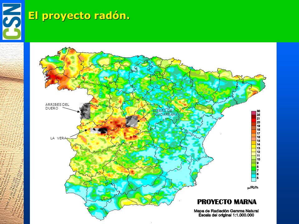 El proyecto radón. ARRIBES DEL DUERO SIERRA DE GUADARRAMA LA VERA