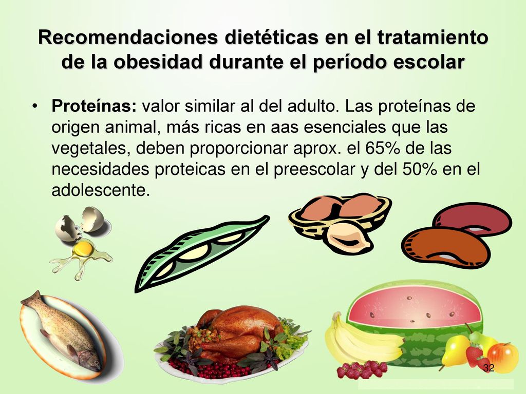 Recomendaciones dietéticas en el tratamiento de la obesidad durante el período escolar