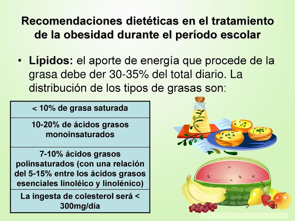 Recomendaciones dietéticas en el tratamiento de la obesidad durante el período escolar