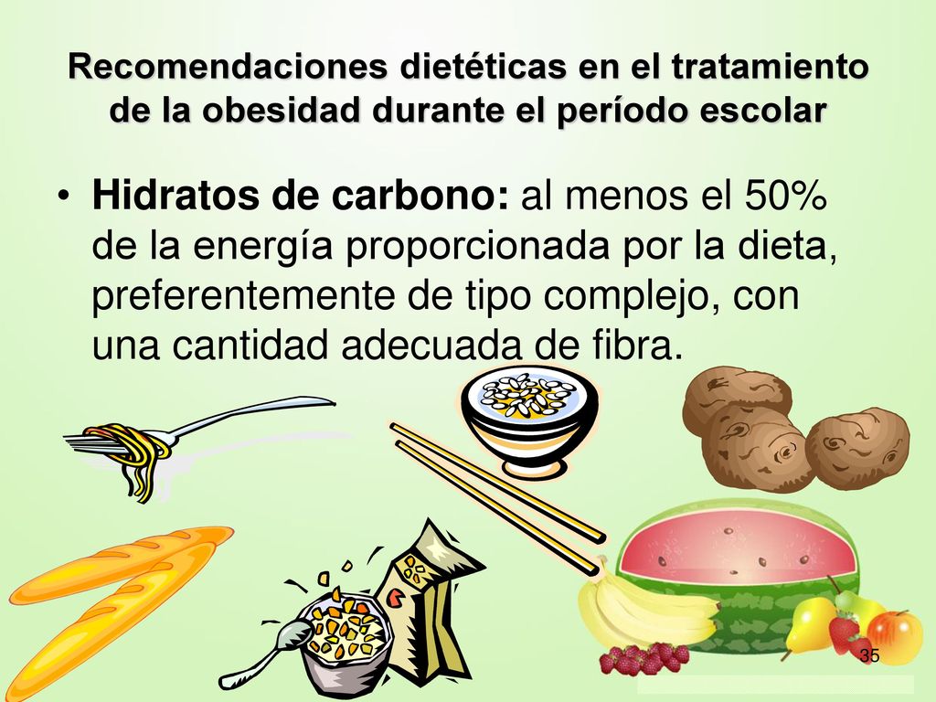 Recomendaciones dietéticas en el tratamiento de la obesidad durante el período escolar